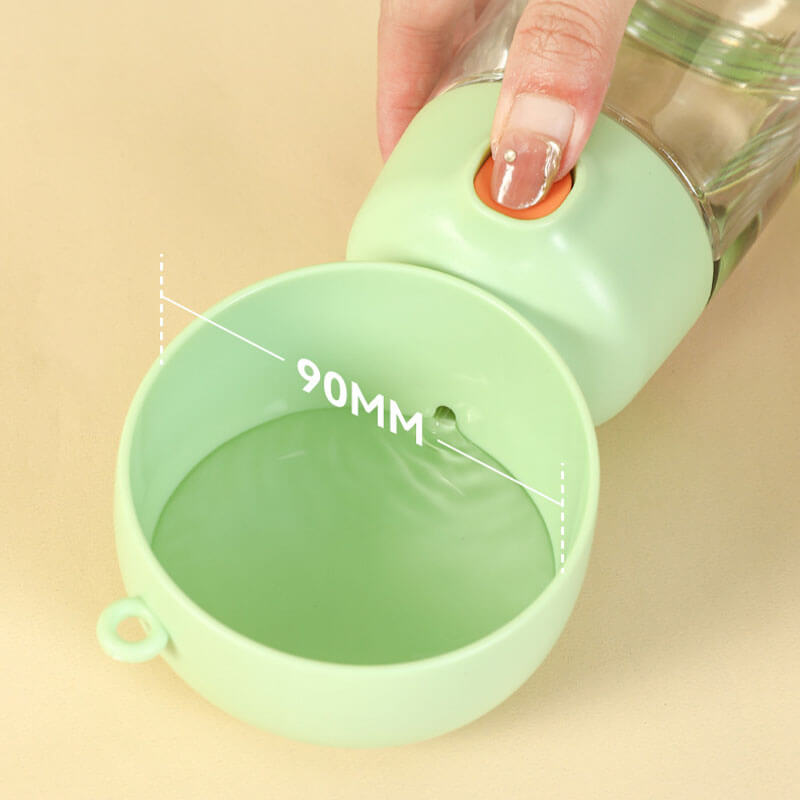 2-in-1 Portable Dog Water Bottle (400 ml) with Built-In Bowl & Food Compartmentx