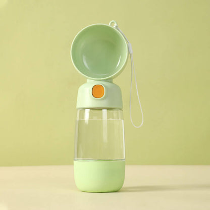 2-in-1 Portable Dog Water Bottle (400 ml) with Built-In Bowl & Food Compartmentx