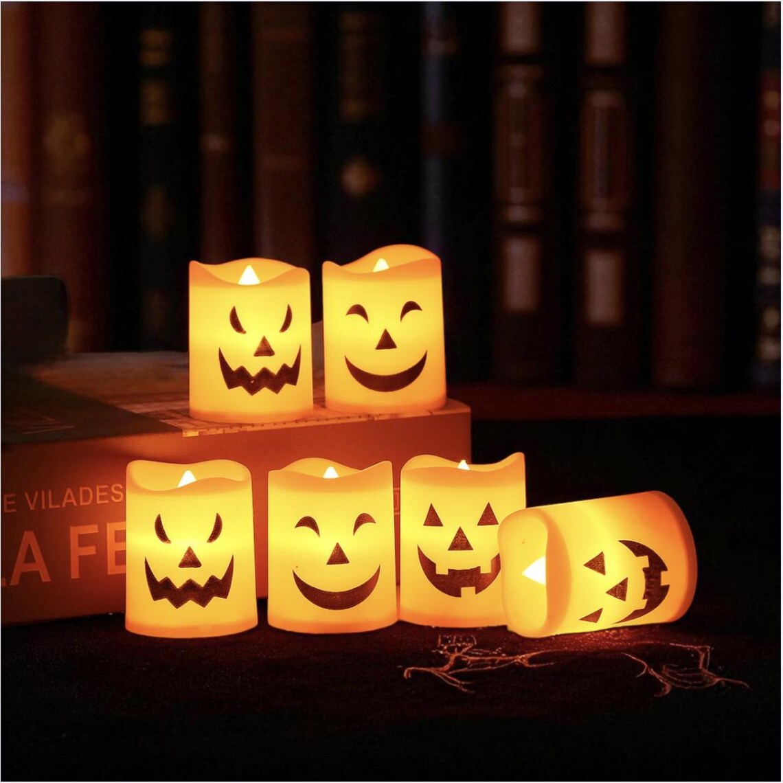 Halloween Skull Candle Lantern – LED Flameless Candle Holder, Pumpkin Ghost Light, Haunted House Halloween Decoration