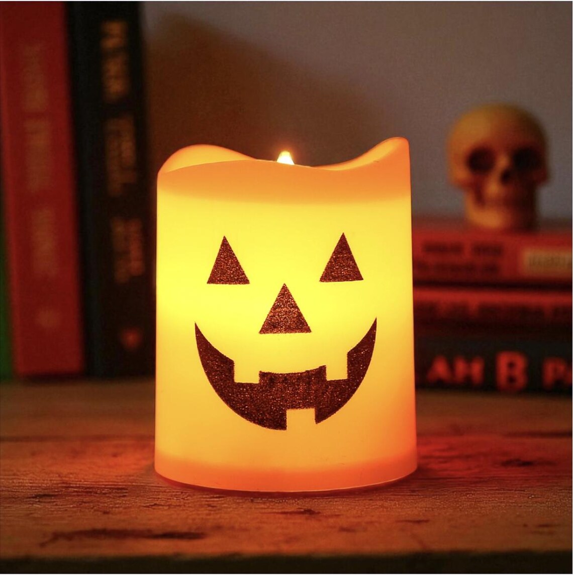 Halloween Skull Candle Lantern – LED Flameless Candle Holder, Pumpkin Ghost Light, Haunted House Halloween Decoration