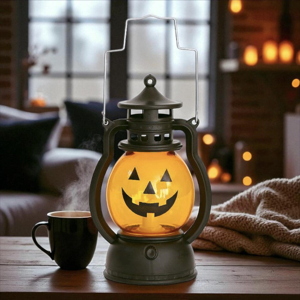 Halloween Lantern Set – Pumpkin & Skull LED Lamps, Haunted House Party Décor, Spooky Halloween Lights