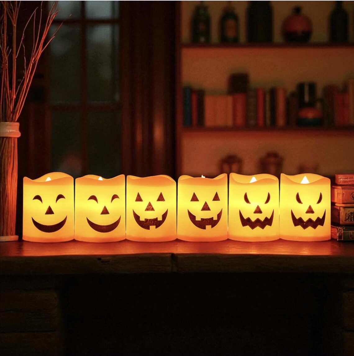 Halloween Skull Candle Lantern – LED Flameless Candle Holder, Pumpkin Ghost Light, Haunted House Halloween Decoration