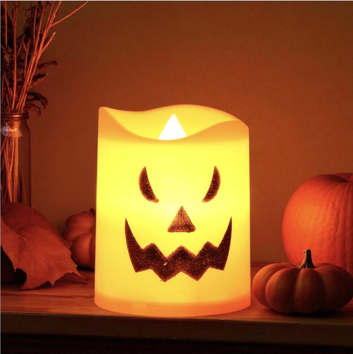 Halloween Skull Candle Lantern – LED Flameless Candle Holder, Pumpkin Ghost Light, Haunted House Halloween Decoration