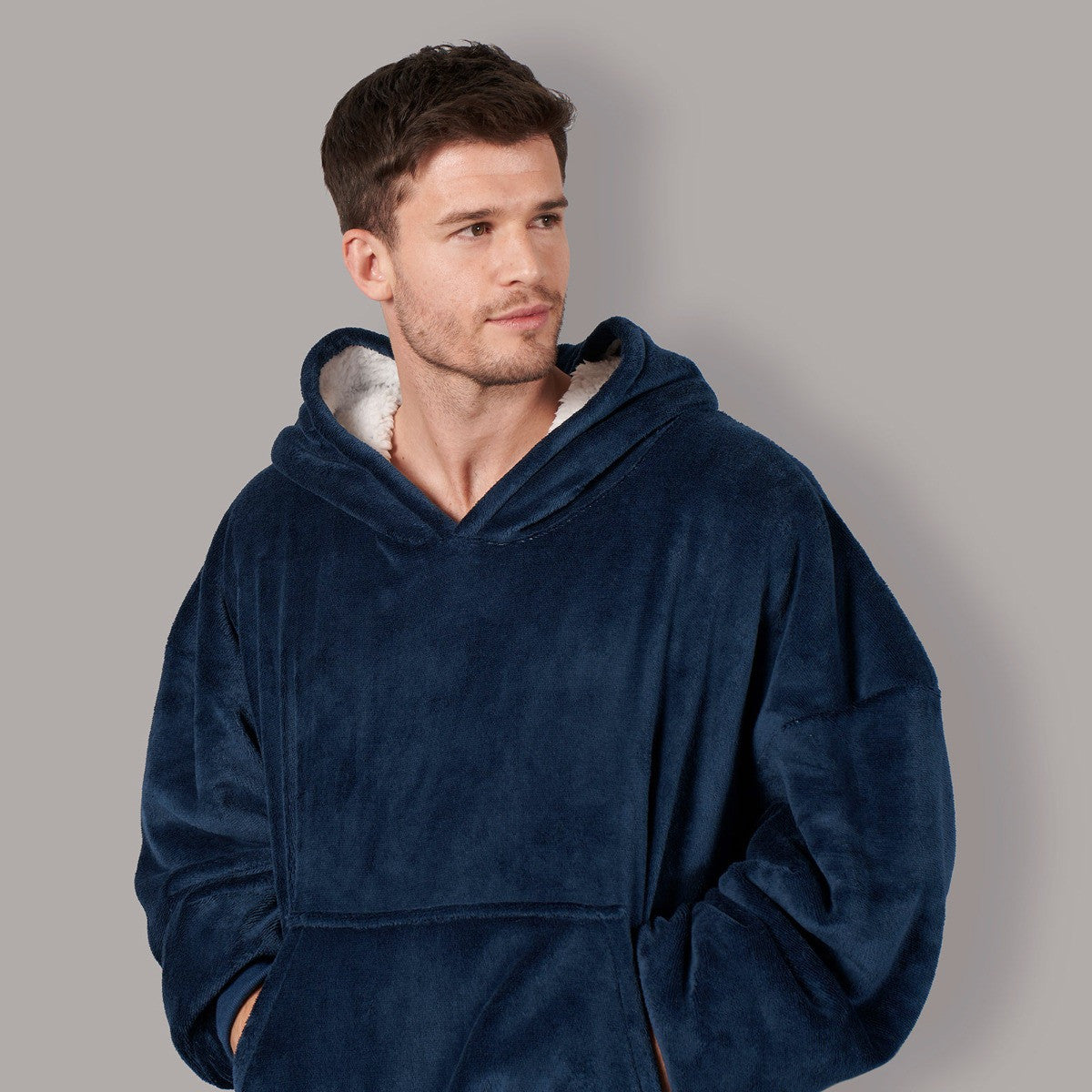 Electric Heated Hoodie Blanket – Adults Oversized, Blush Sherpa, USB Heated Wearable Throw, 3 Heat Settings