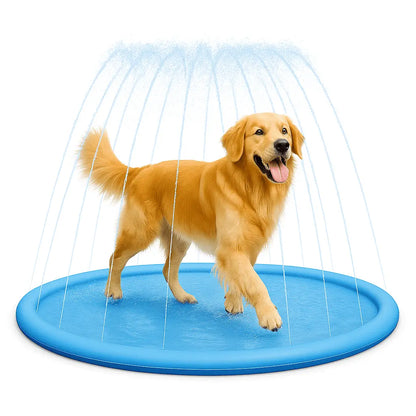 Sprinkler Splash Pad for Dogs & Kids 170 cm – Large Non - Slip PVC Water Play Mat, Adjustable Fountain Height, Foldable & Durable Outdoor Sprinkler Pad - mafooouk