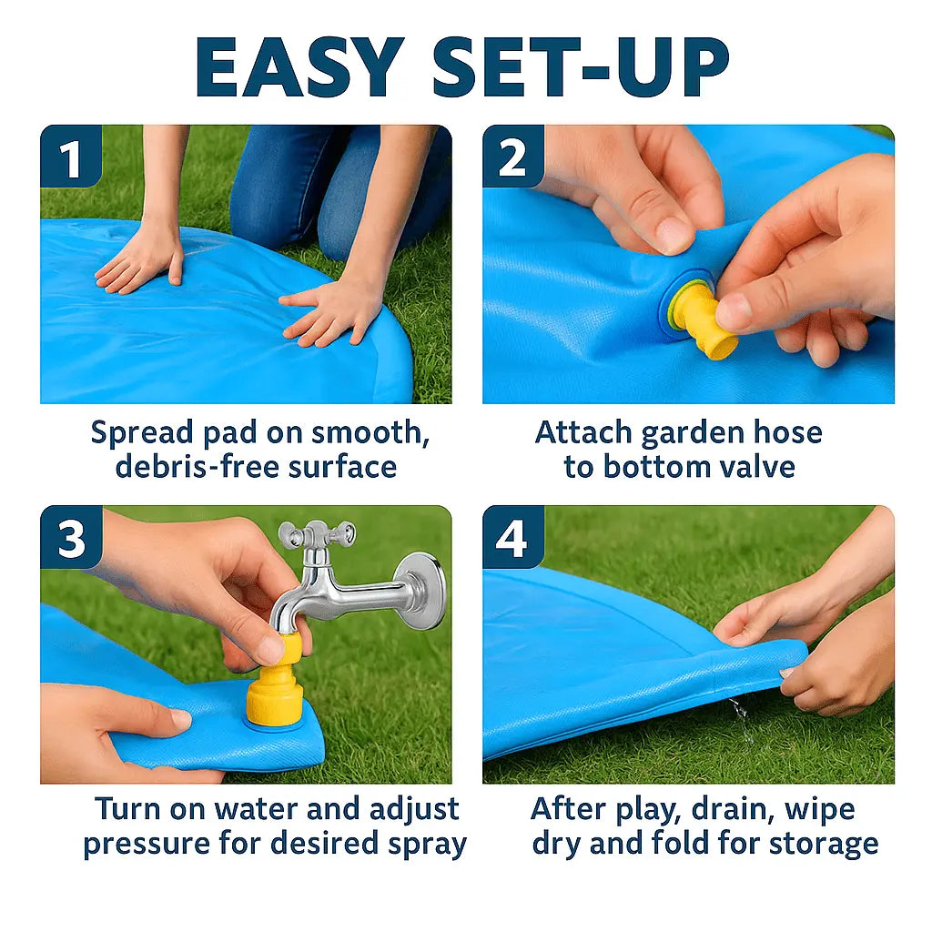 Sprinkler Splash Pad for Dogs & Kids 170 cm – Large Non - Slip PVC Water Play Mat, Adjustable Fountain Height, Foldable & Durable Outdoor Sprinkler Pad - mafooouk