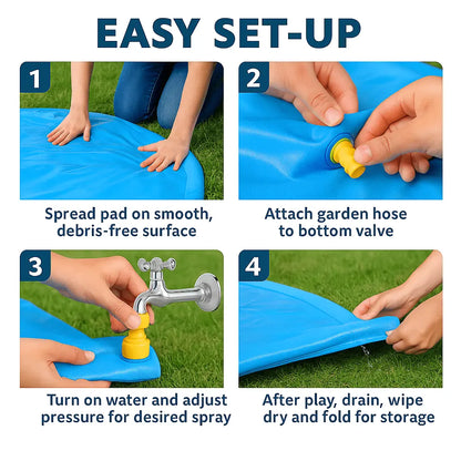 Sprinkler Splash Pad for Dogs & Kids 170 cm – Large Non - Slip PVC Water Play Mat, Adjustable Fountain Height, Foldable & Durable Outdoor Sprinkler Pad - mafooouk