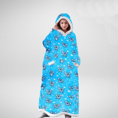 Oversized Hooded Blanket – Sherpa-Lined Microfleece Wearable Throw, One Size