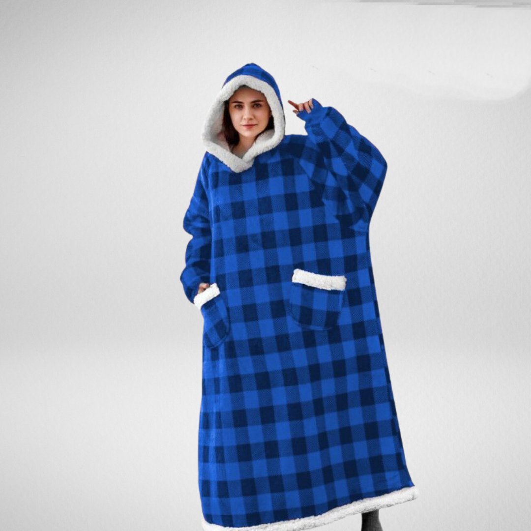 Oversized Hooded Blanket – Sherpa-Lined Microfleece Wearable Throw, One Size