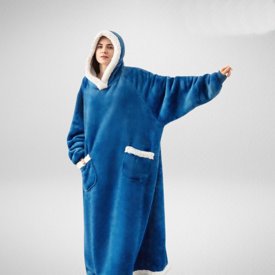 Oversized Hooded Blanket – Sherpa-Lined Microfleece Wearable Throw, One Size