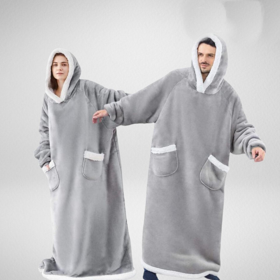 Oversized Hooded Blanket – Sherpa-Lined Microfleece Wearable Throw, One Size