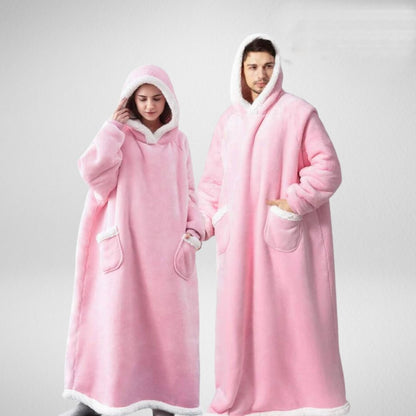 Oversized Hooded Blanket – Sherpa-Lined Microfleece Wearable Throw, One Size